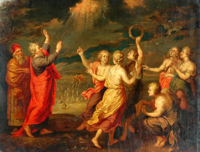 Die Israeliten jubeln nach dem Durchqueren des Roten Meeres von after Nicolas Poussin